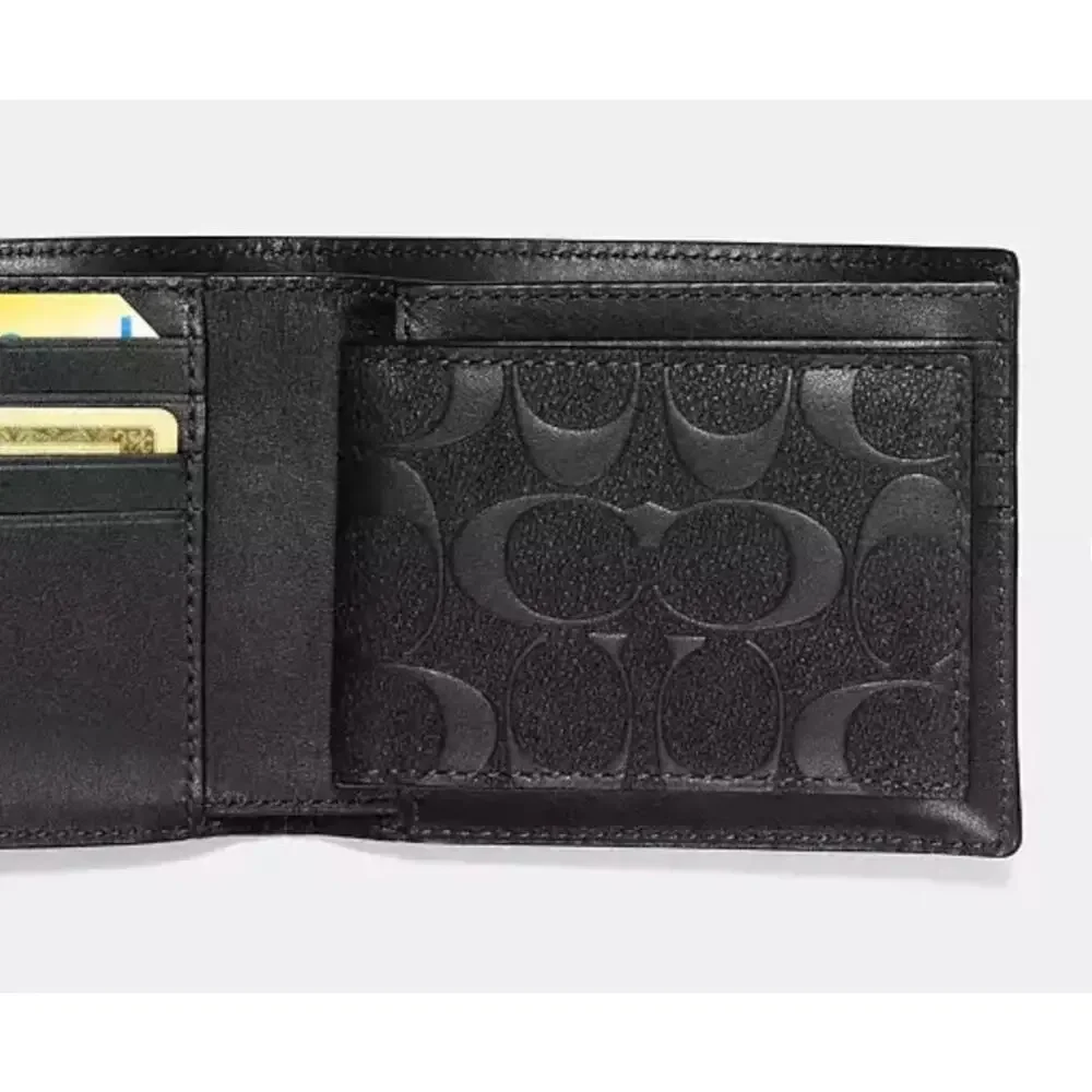 COACH 3-1 Signature Wallet Black C Embossed - Picture 2 of 2